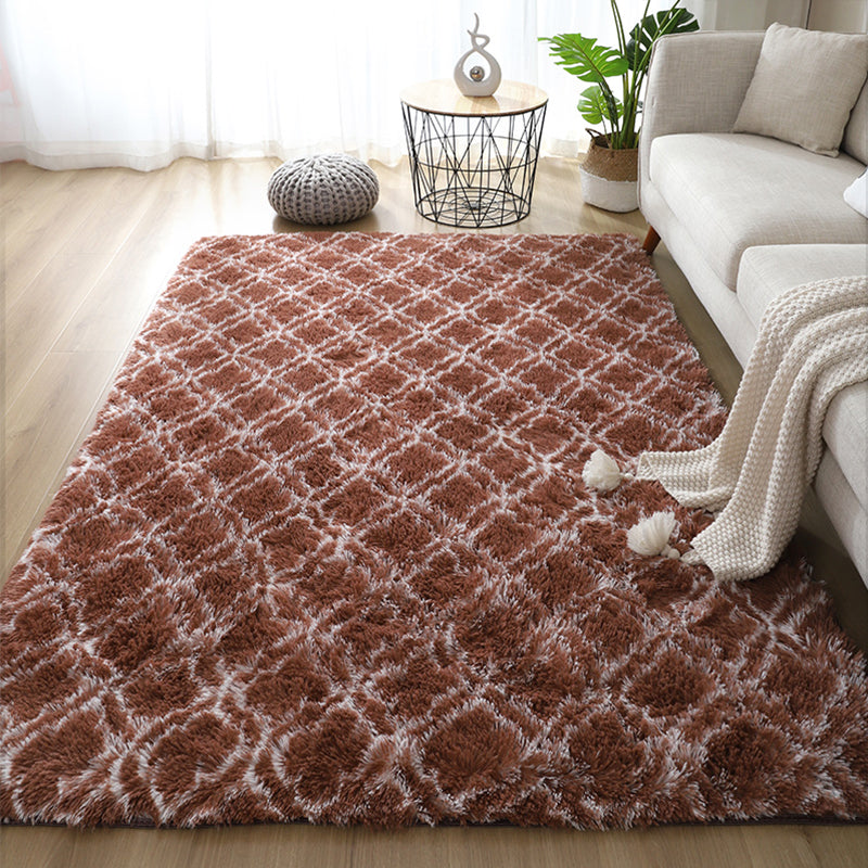 Casual Geometric Print Rug Multi Colored Polyster Indoor Rug Non-Slip Backing Pet Friendly Area Carpet for Living Room