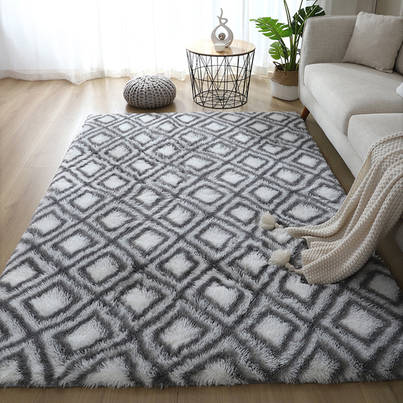 Casual Geometric Print Rug Multi Colored Polyster Indoor Rug Non-Slip Backing Pet Friendly Area Carpet for Living Room