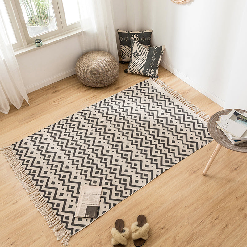 Mehrfachfarbener Dekoration Teppich Bohemian Geometrischer Druck in Indoor Teppich Jute Easy Care Haustierfreundlicher Bereich Teppich mit Fransen