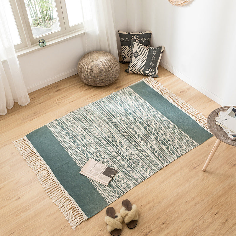 Mehrfachfarbener Dekoration Teppich Bohemian Geometrischer Druck in Indoor Teppich Jute Easy Care Haustierfreundlicher Bereich Teppich mit Fransen