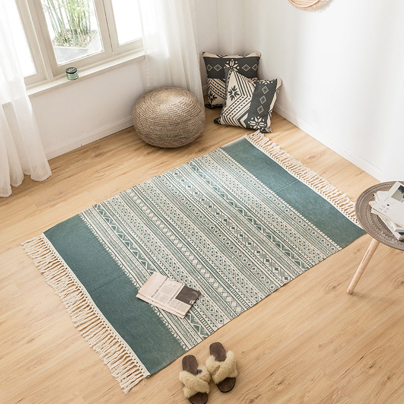 Mehrfachfarbener Dekoration Teppich Bohemian Geometrischer Druck in Indoor Teppich Jute Easy Care Haustierfreundlicher Bereich Teppich mit Fransen