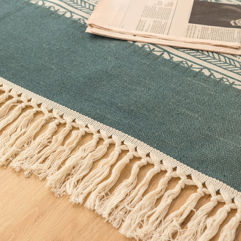 Mehrfachfarbener Dekoration Teppich Bohemian Geometrischer Druck in Indoor Teppich Jute Easy Care Haustierfreundlicher Bereich Teppich mit Fransen