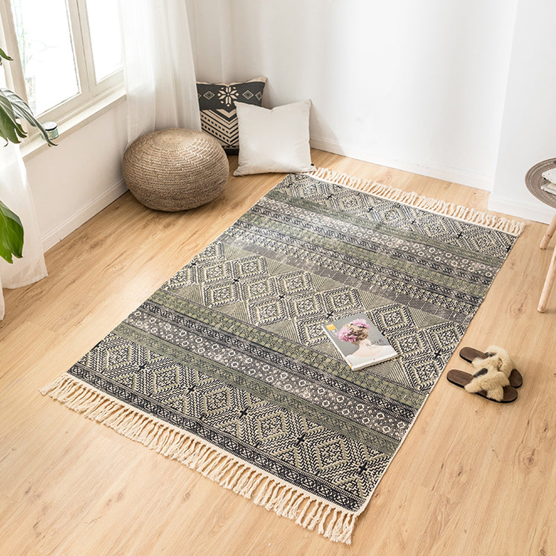 Mehrfachfarbener Dekoration Teppich Bohemian Geometrischer Druck in Indoor Teppich Jute Easy Care Haustierfreundlicher Bereich Teppich mit Fransen