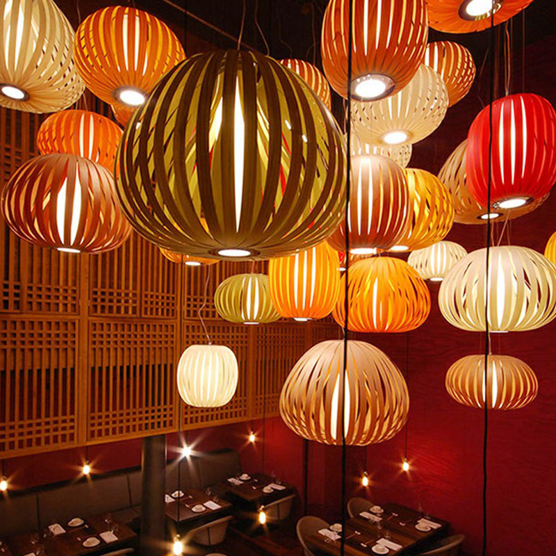 Sphere Restaurant Suspension Beleuchtung Holz mit Single-Bulb minimalistischer Anhänger Licht Kit