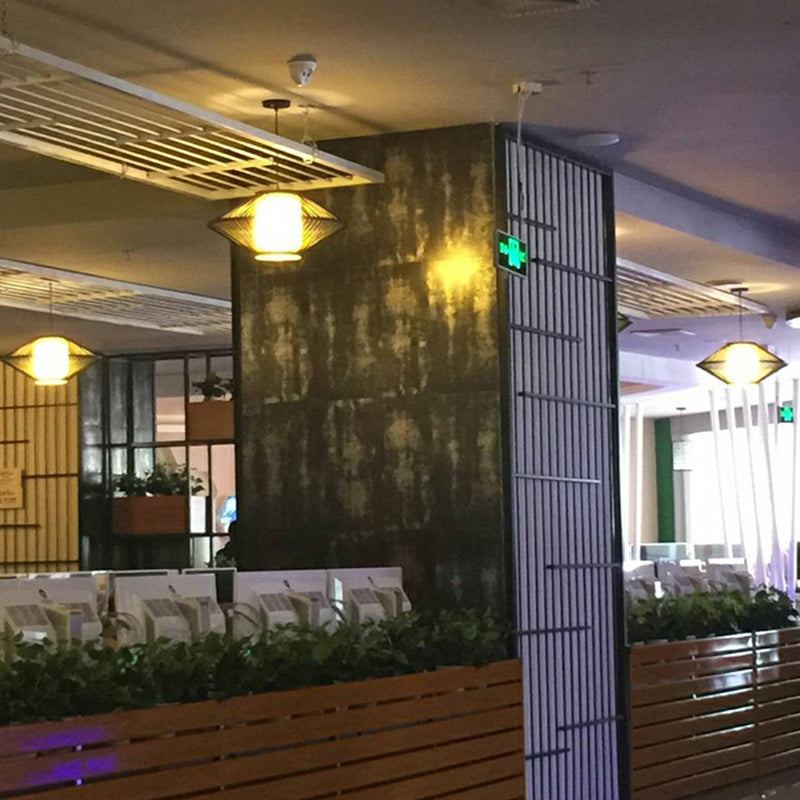 Conical Cage Bamboo Suspension Light Contemporary 1 Head Wood Ceiling Pendant Lamp