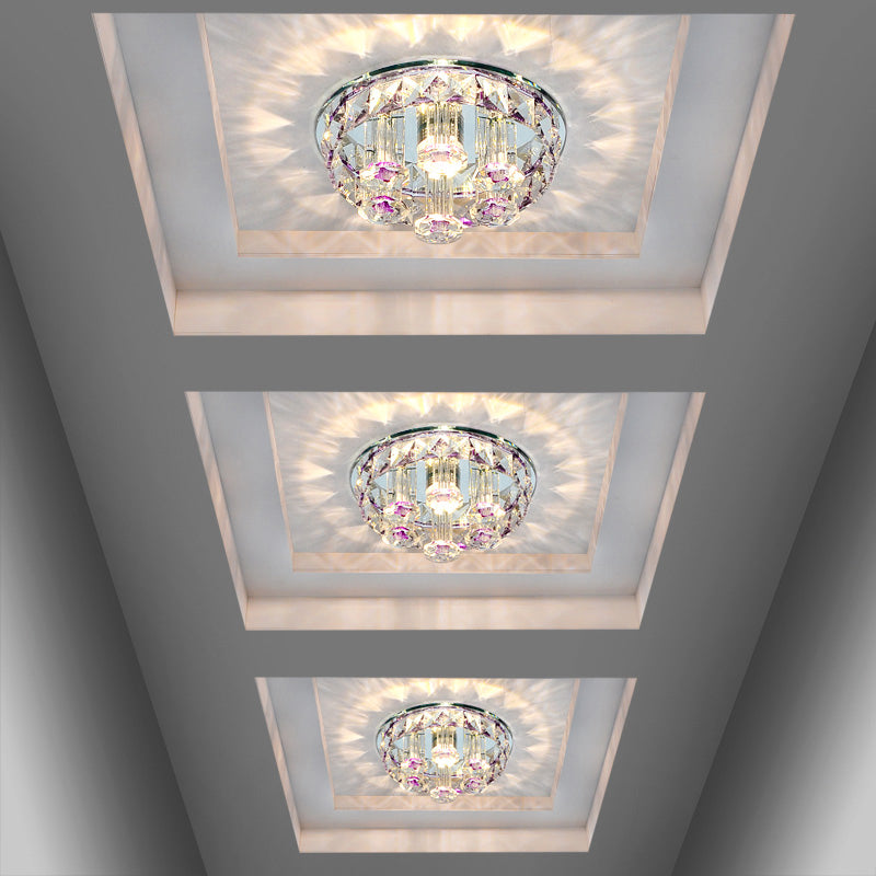 Prismatic Optical Crystal Round Flush Mount Minimalism Clear LED Flush Ceiling Light Fixture