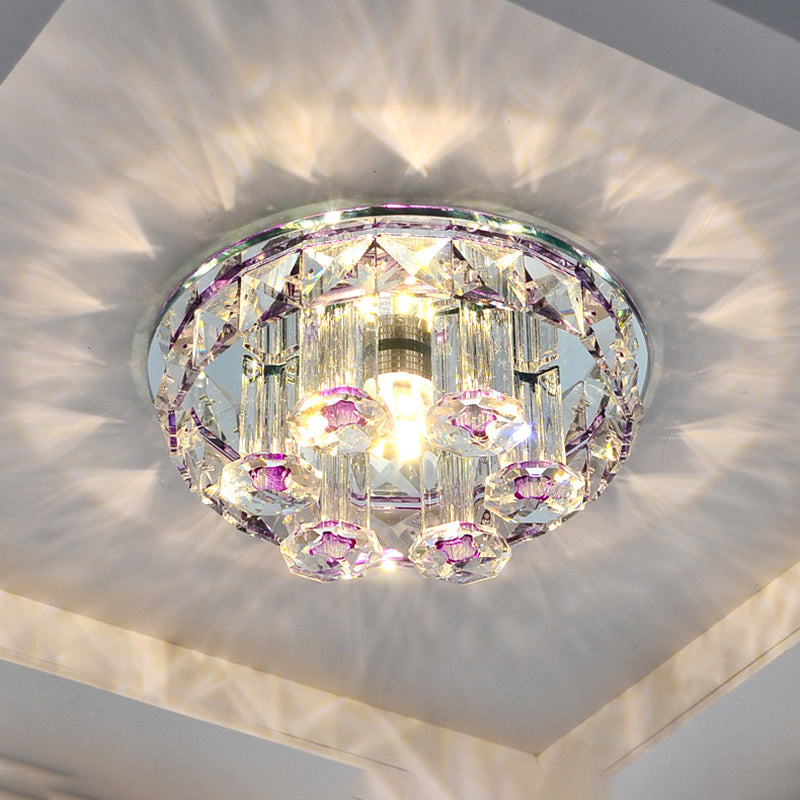 Prismatic Optical Crystal Round Flush Mount Minimalism Clear LED Flush Ceiling Light Fixture