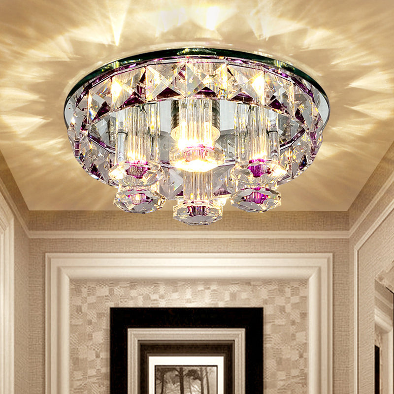 Prismatic Optical Crystal Round Flush Mount Minimalism Clear LED Flush Ceiling Light Fixture