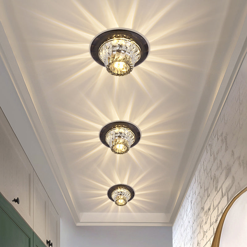 Flared LED Flush Mount Ceiling Fixture Simple Twisted Crystal Corridor Flush Light in Clear