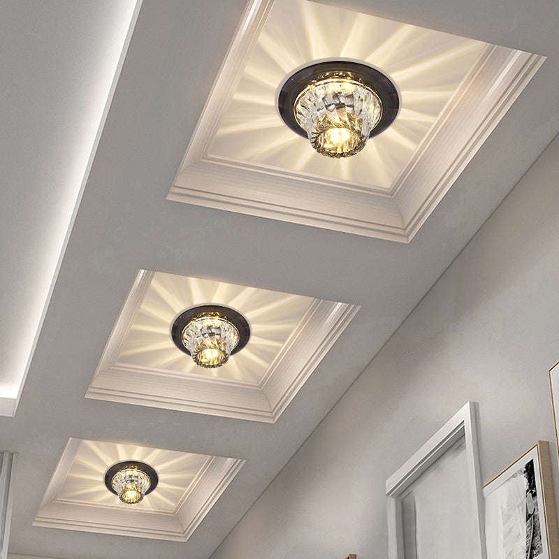 Flared LED Flush Mount Ceiling Fixture Simple Twisted Crystal Corridor Flush Light in Clear