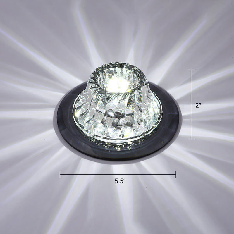 Flared LED Flush Mount Ceiling Fixture Simple Twisted Crystal Corridor Flush Light in Clear