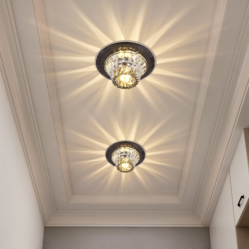 Flared LED Flush Mount Ceiling Fixture Simple Twisted Crystal Corridor Flush Light in Clear