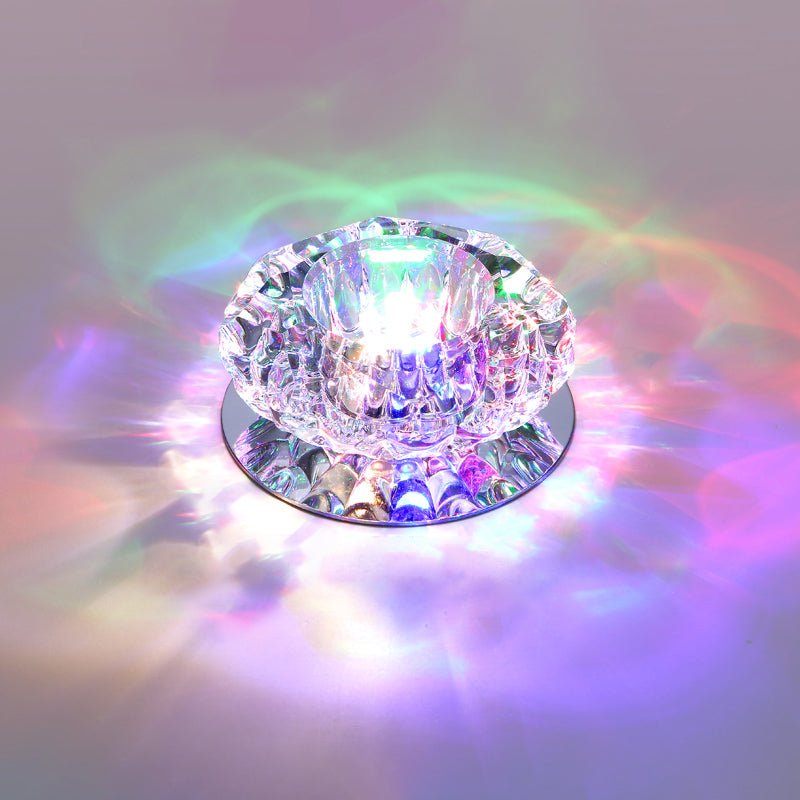 Minimalistische Floral Flush Light Befestigung Klarglas Flur LED Deckenleuchte in Edelstahl