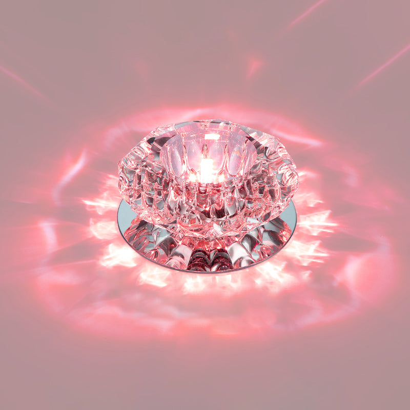 Minimalistische Floral Flush Light Befestigung Klarglas Flur LED Deckenleuchte in Edelstahl