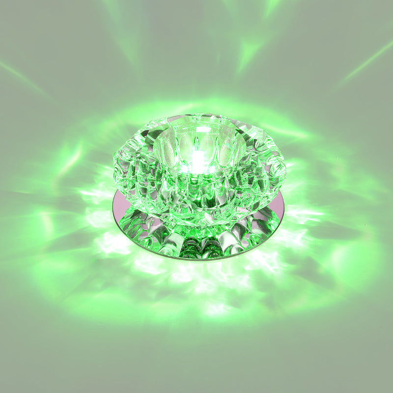 Minimalistische Floral Flush Light Befestigung Klarglas Flur LED Deckenleuchte in Edelstahl