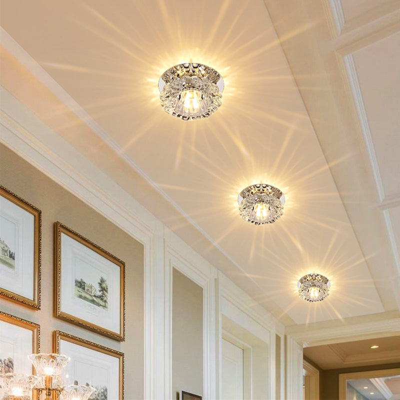 Minimalistische Floral Flush Light Befestigung Klarglas Flur LED Deckenleuchte in Edelstahl