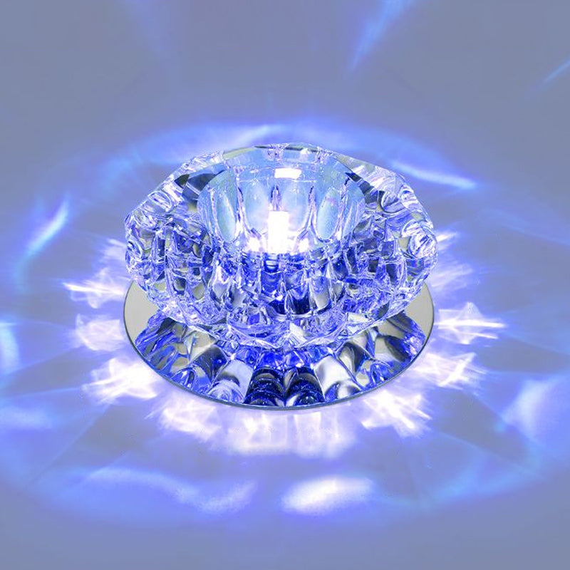 Minimalistische Floral Flush Light Befestigung Klarglas Flur LED Deckenleuchte in Edelstahl