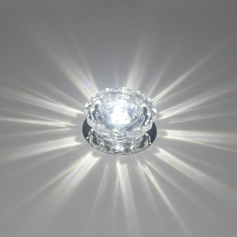 Clear Crystal Scalloped Ceiling Lighting Simplicity Stainless Steel LED Flush-Mount Light