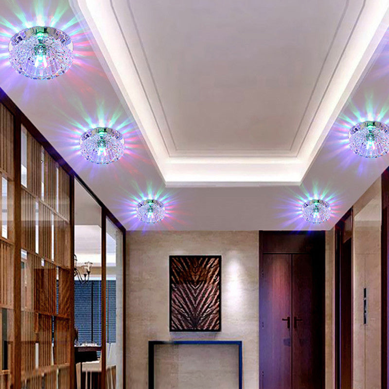 Flower-Shape Led Flush Light Simple Style Clear Crystal Aisle Ceiling Mount Light Fixture