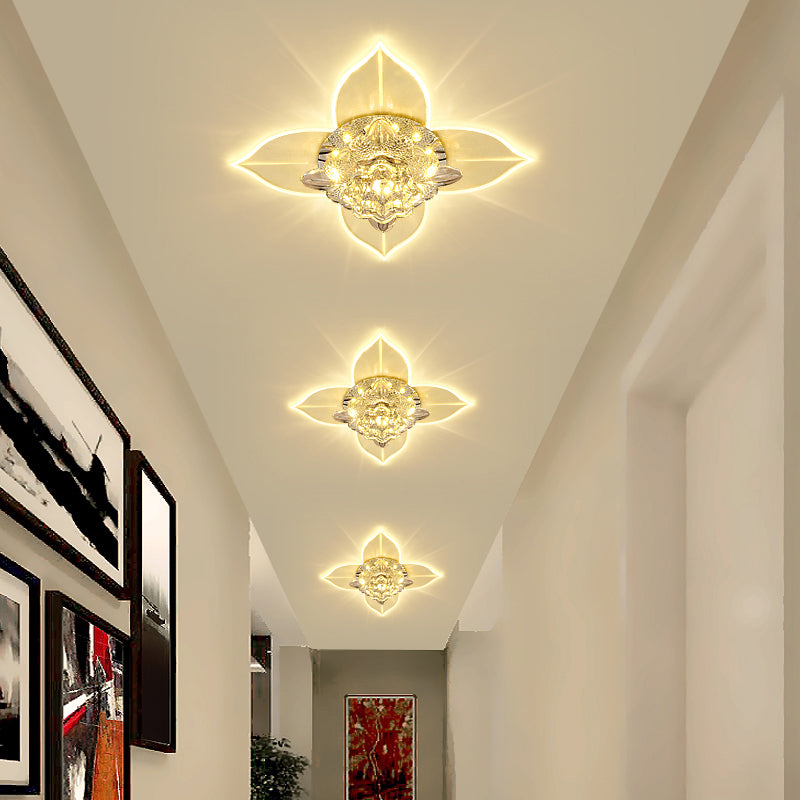 Petals Foyer LED Deckenleuchte Blume Kristall modernistisch Flush-Montage Licht Armatur