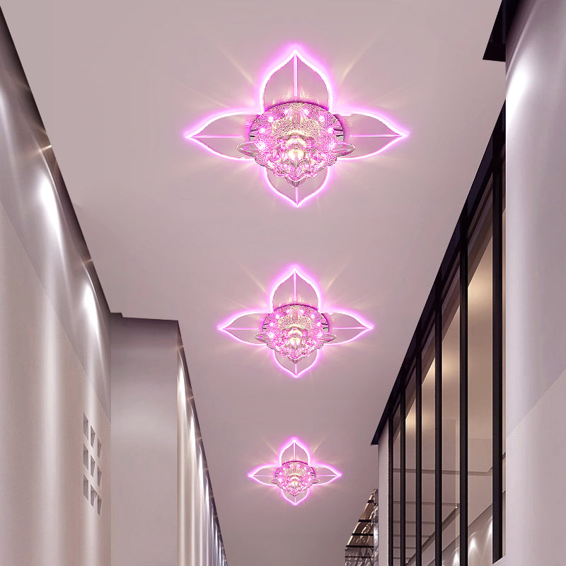 Petals Foyer LED Deckenleuchte Blume Kristall modernistisch Flush-Montage Licht Armatur