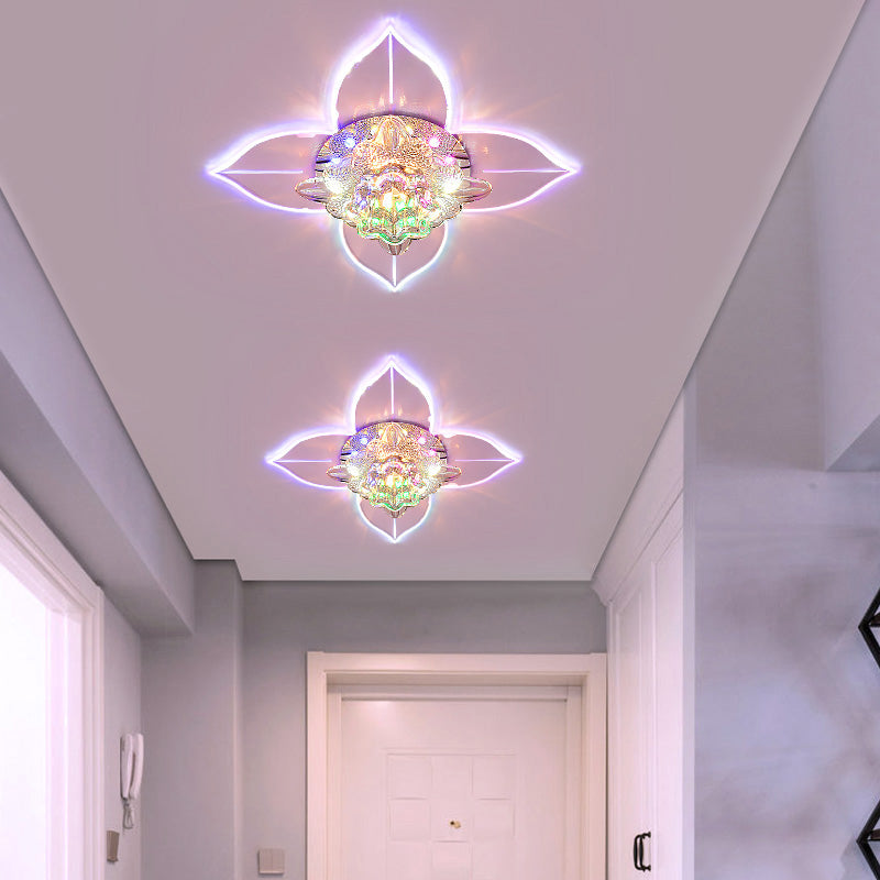 Petals Foyer LED Deckenleuchte Blume Kristall modernistisch Flush-Montage Licht Armatur