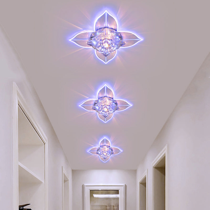 Petals Foyer LED Deckenleuchte Blume Kristall modernistisch Flush-Montage Licht Armatur