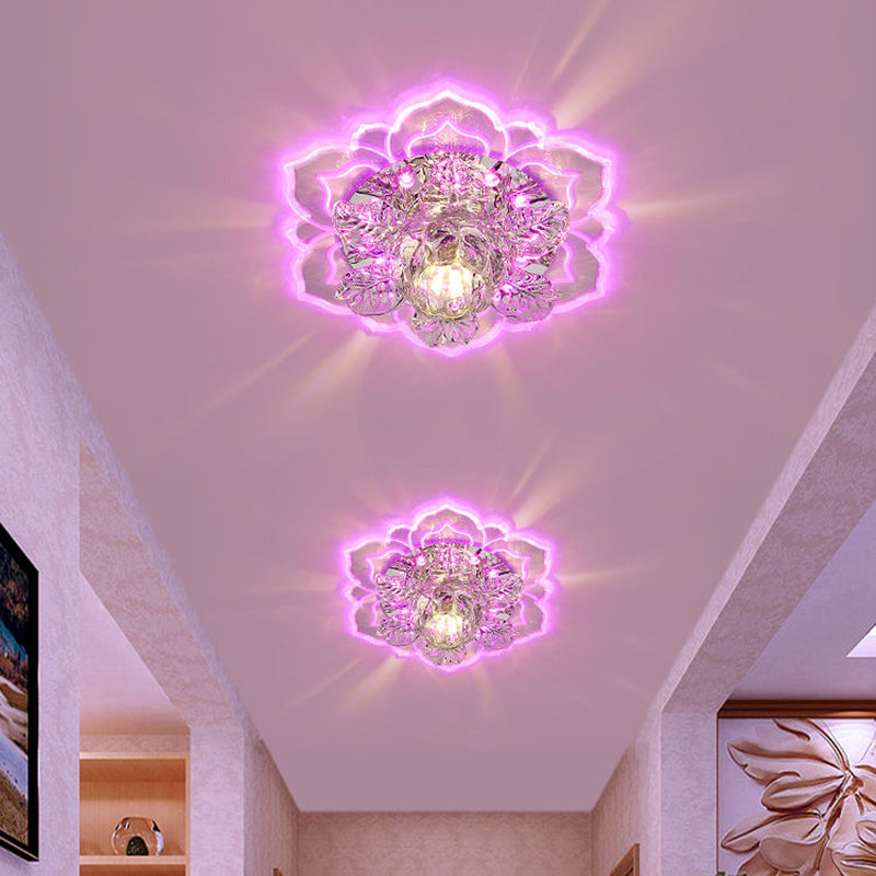 Lámpara empotrada de cristal transparente minimalista para techo con montaje en superficie Led floral