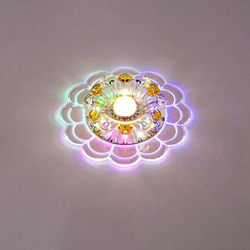 Scalloped Flush Mount Vertiefte Beleuchtung Moderne Kristall Klare LED Deckenleuchte für Korridor