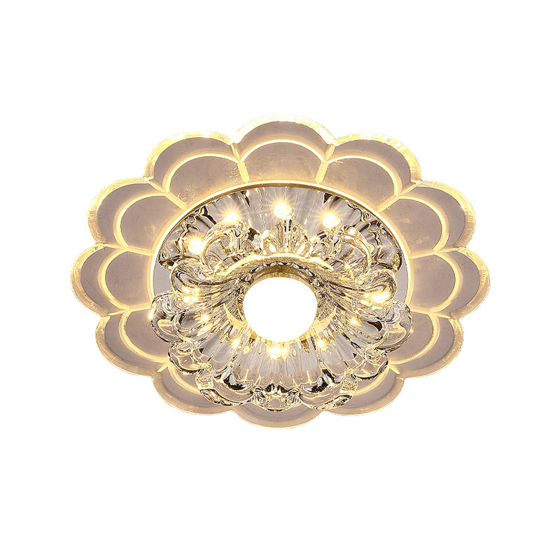 Scalloped Flush Mount Vertiefte Beleuchtung Moderne Kristall Klare LED Deckenleuchte für Korridor