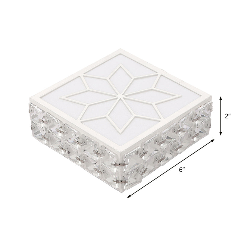 Gold Finish Square LED Ceiling Flush Light Modern Crystal Inserted Flush Mount Lighting for Aisle