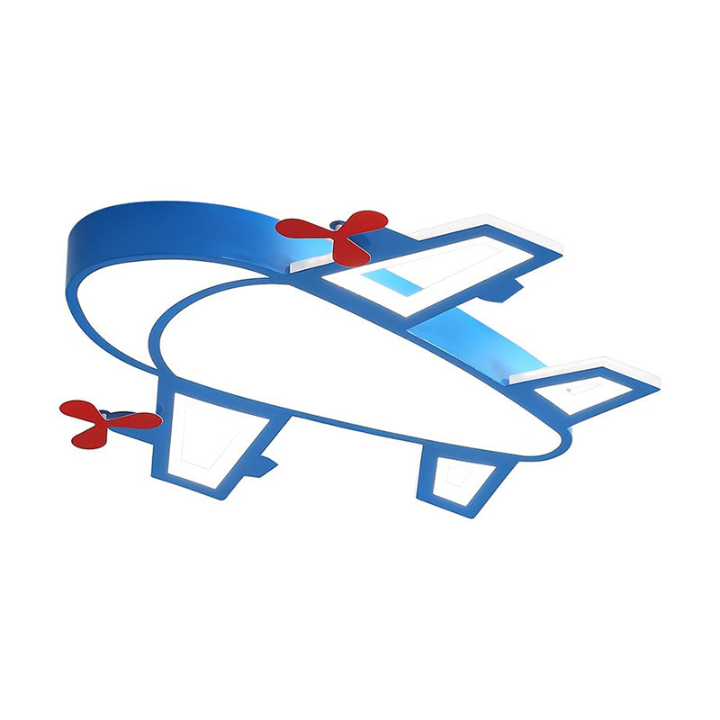 Airplane Acrylic Ceiling Lighting Childrens LED Blue Flush Mounted Lamp for Bedroom