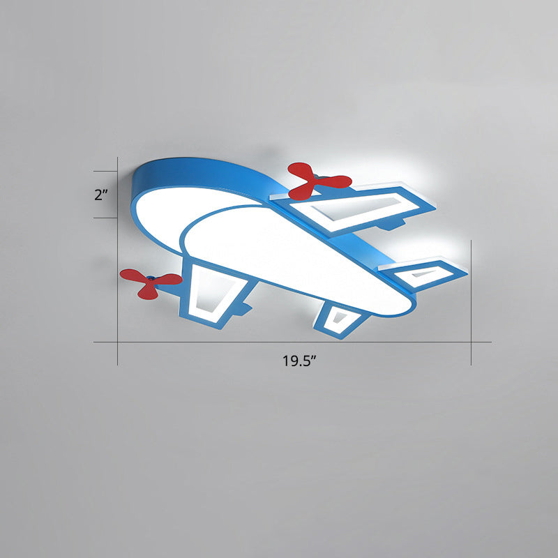 Airplane Acrylic Ceiling Lighting Childrens LED Blue Flush Mounted Lamp for Bedroom
