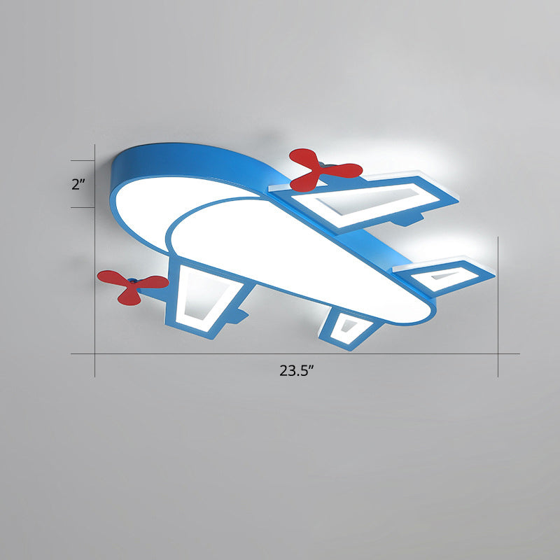 Airplane Acrylic Ceiling Lighting Childrens LED Blue Flush Mounted Lamp for Bedroom