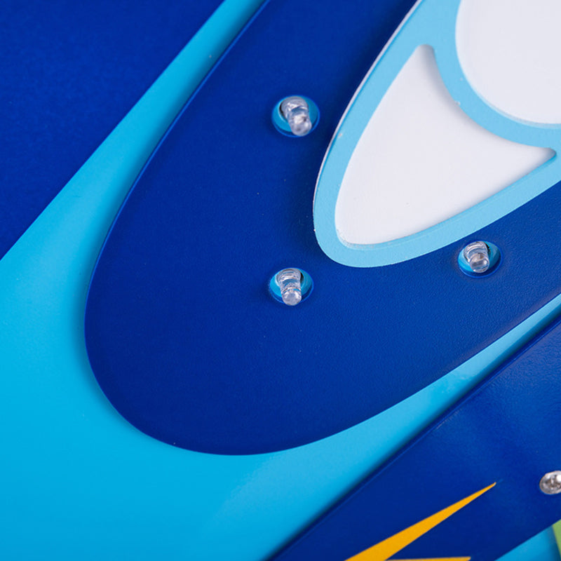 Blue Fighter Plane Flushmount Cartoon 4 - Bulb Legno Flush Mount Massimale Light con Crema Glass Shade