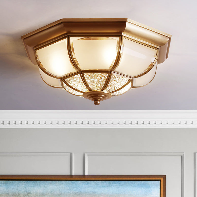 Messing Gourd-Like Ceiling Flush Light Traditionelle 4-Glühlampe-Schlafzimmer Flush Mount Beleuchtung Befestigung