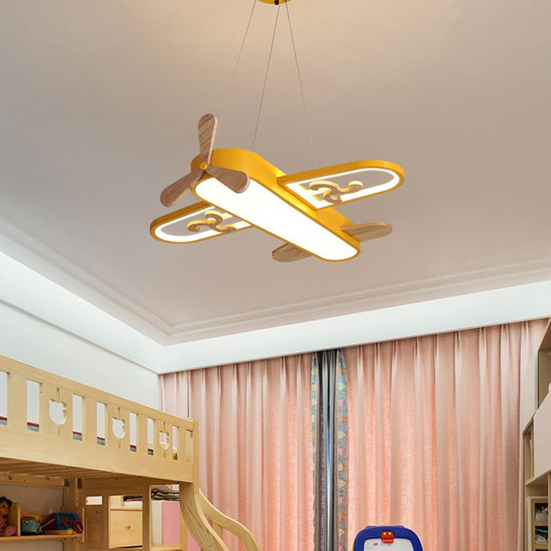 Kindervliegtuigvormige hangende lamp acryl slaapkamer led kroonluchter hanglampje