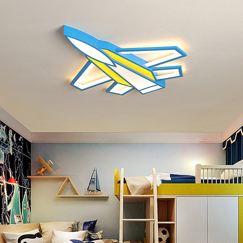 Cartoon Plane LED Flush Mount Fixture Metal Childrens Room Flush Mount Ceiling Light