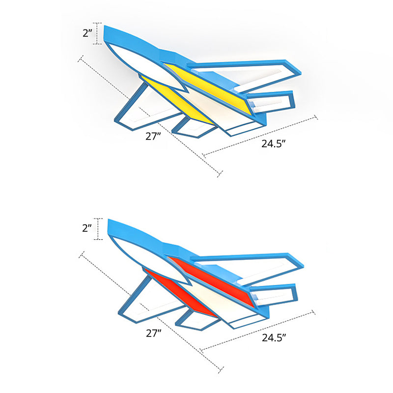 Cartoon Plane LED Flush Mount Fixture Metal Childrens Room Flush Mount Ceiling Light