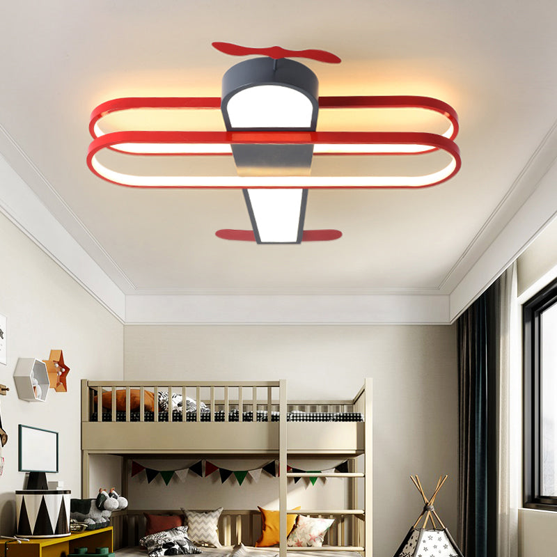 Biplan LED Ceiling Flush Light Cartoon Acrylic Boys Room Flush-Mount Light Fixture