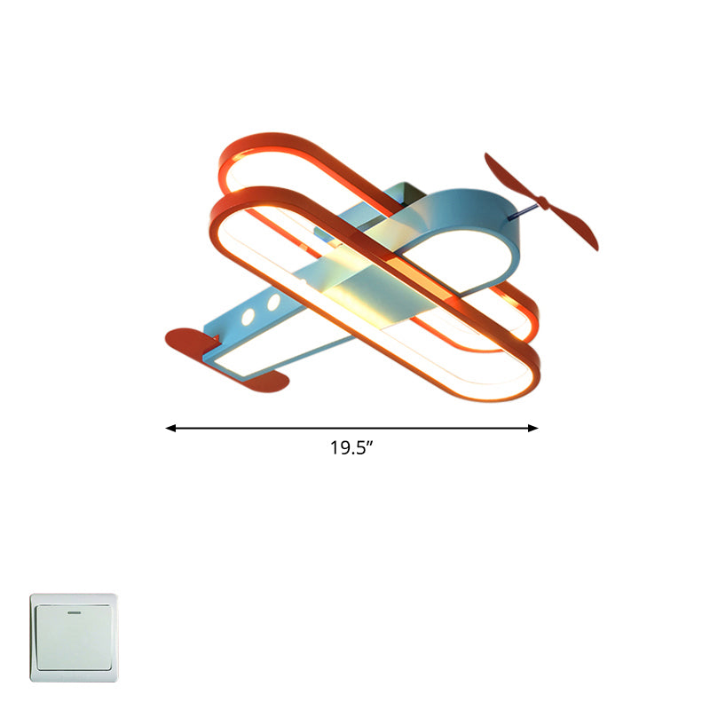 Biplan LED Ceiling Flush Light Cartoon Acrylic Boys Room Flush-Mount Light Fixture