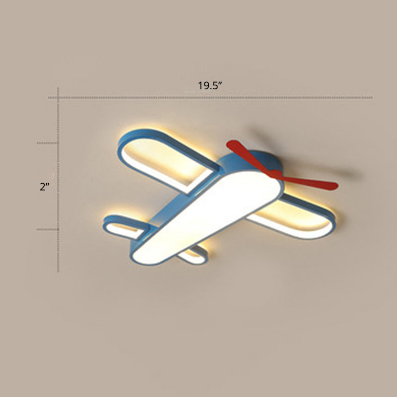 Plafonnier LED en forme d'avion, style enfant, plafonnier en acrylique pour chambre à coucher, bleu