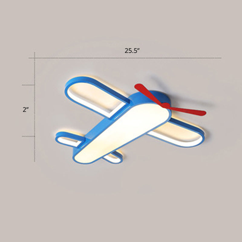 Plafonnier LED en forme d'avion, style enfant, plafonnier en acrylique pour chambre à coucher, bleu
