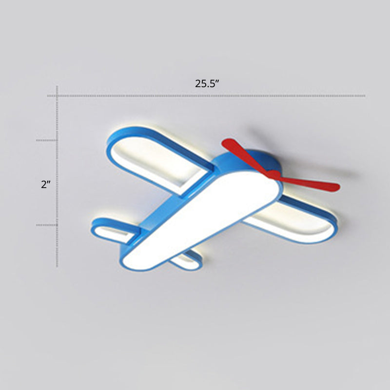 Plafonnier LED en forme d'avion, style enfant, plafonnier en acrylique pour chambre à coucher, bleu