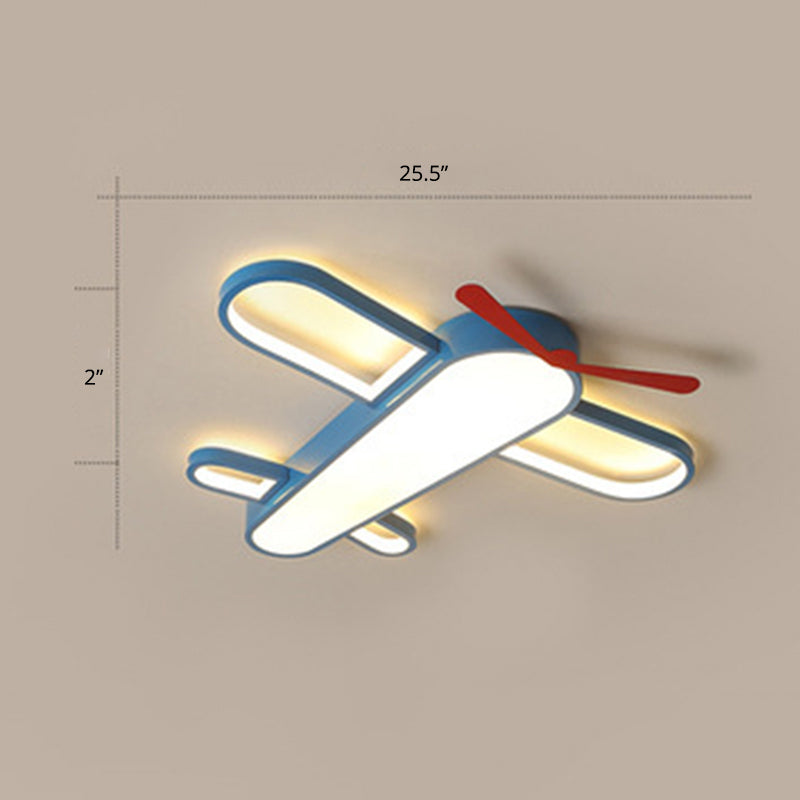 Plafonnier LED en forme d'avion, style enfant, plafonnier en acrylique pour chambre à coucher, bleu