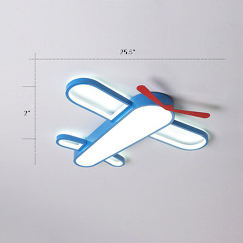 Plafonnier LED en forme d'avion, style enfant, plafonnier en acrylique pour chambre à coucher, bleu