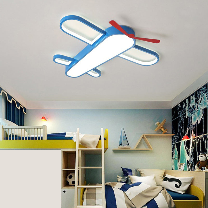 Plafonnier LED en forme d'avion, style enfant, plafonnier en acrylique pour chambre à coucher, bleu
