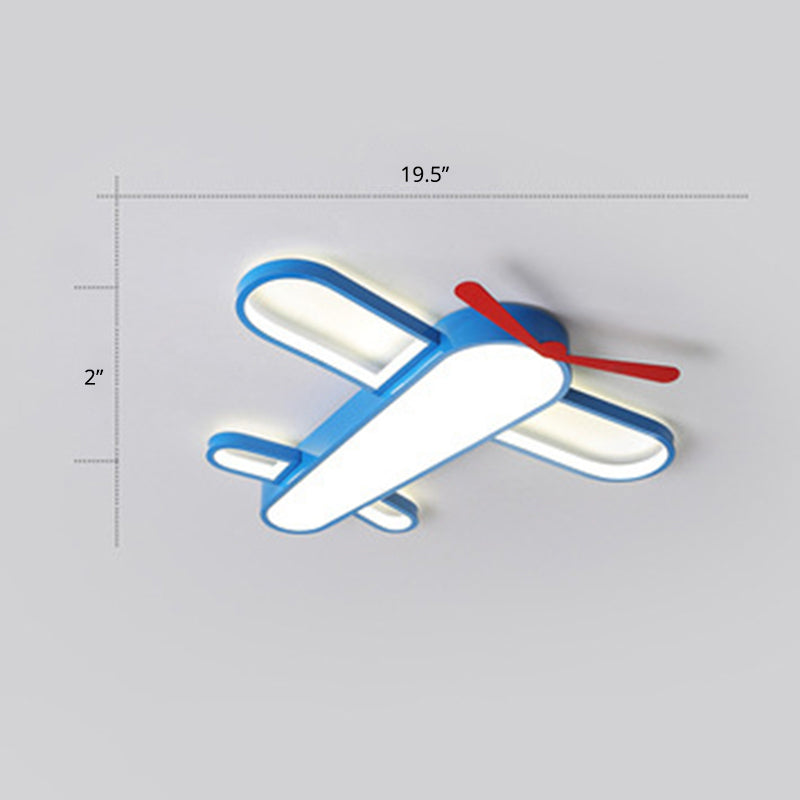 Plafonnier LED en forme d'avion, style enfant, plafonnier en acrylique pour chambre à coucher, bleu