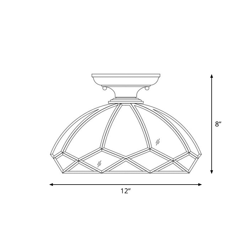 Traditionelle Schalenform Deckenbehandlung 1 Licht durch klare Glas Halbmontage Beleuchtung in Messing