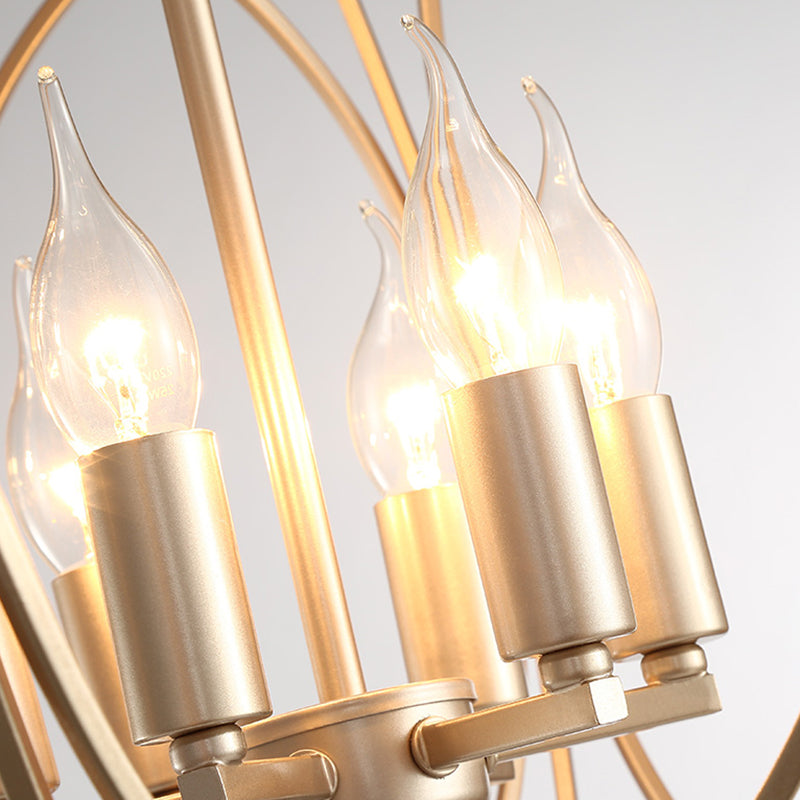 5 Lights Interlocking Rings Pendant Chandelier Colonial Style Gold Metal Hanging Light